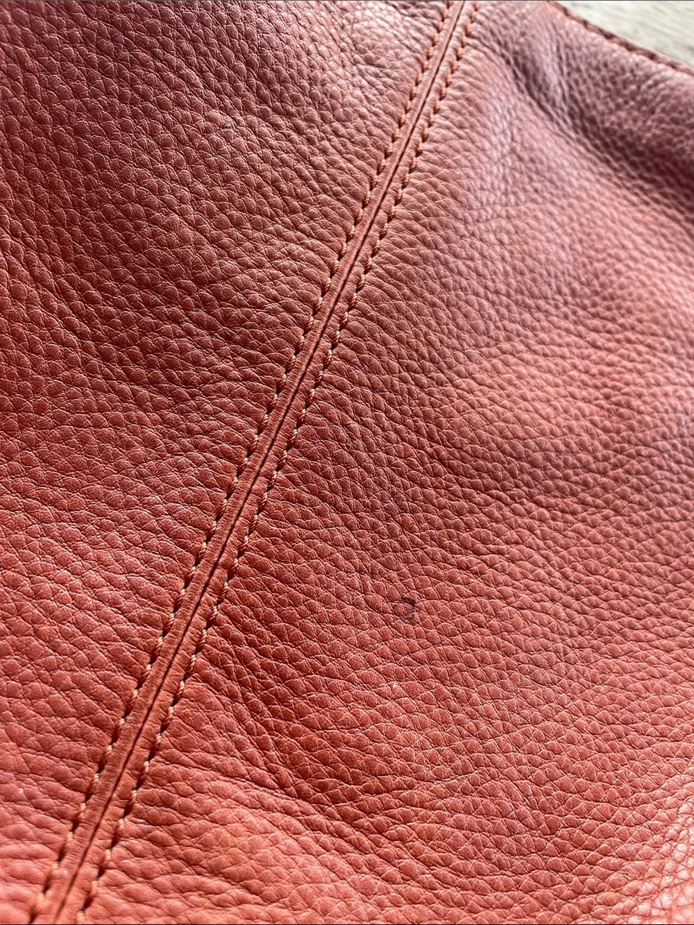 American Leather. Co  Soft Pebbled Leather Hobo Bag in Warm Brown Orangey